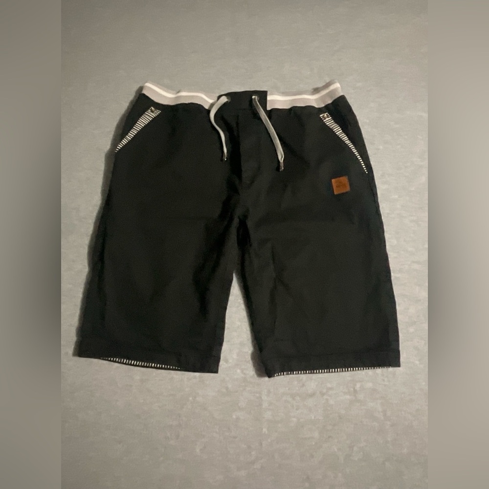 NEWS Fashion Style Black Hybrid Walk Shorts Striped Trim Urban Utility Mens SzXL
